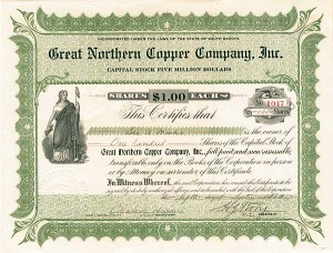 Great Northern Copper Co., Inc. - Stock Certificate