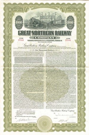 Great Northern Railway Co. - 1945 dated Railroad Bond