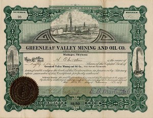Greenleaf Valley Mining and Oil Co. - Stock Certificate