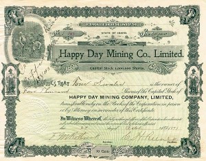 Happy Day Mining Co., Ltd - Stock Certificate