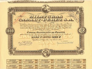 Hilaturas Caralt-Perez S.A. - Stock Certificate