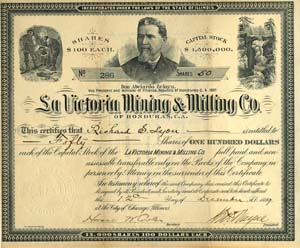 La Victoria Mining and Milling Co. of Honduras - Stock Certificate