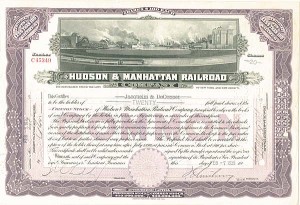 Hudson and Manhattan Railroad - New York City - Stock Certificate