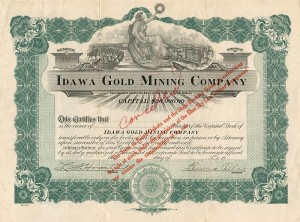 Idawa Gold Mining Co. - Stock Certificate