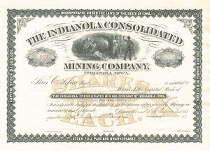 Indianola Consolidated Mining Co. - Stock Certificate