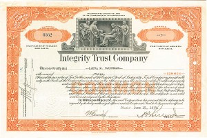 Integrity Trust Co. - Stock Certificate