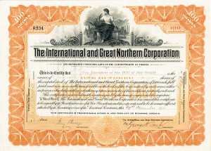 Jay Gould - International and Great Northern Corporation - Stock Certificate