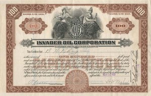 Invader Oil Corporation - Stock Certificate
