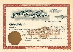 Jeffersonville City Railway - Stock Certificate