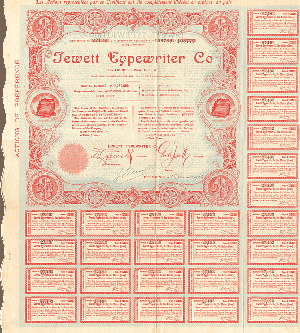 Jewett Typewriter Co. - Stock Certificate