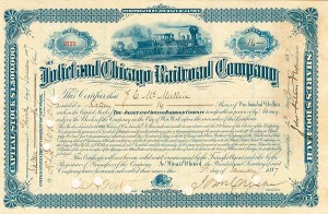 Joliet and Chicago Railroad - Stock Certificate