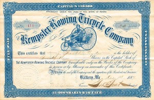 Kempster Rowing Tricycle Co. - Stock Certificate