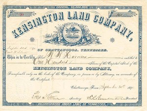 Kensington Land Co. of Chattanooga, Tennessee - Stock Certificate