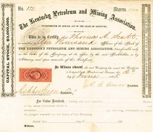 Kentucky Petroleum and Mining Association - Stock Certificate