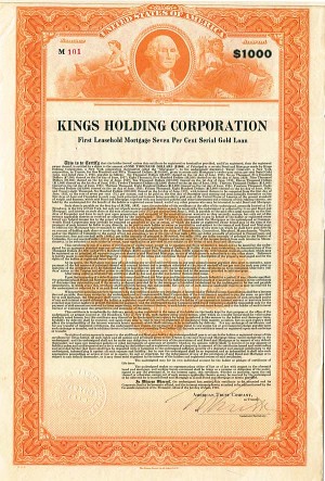 Kings Holding Corporation - $1,000 Bond (Uncanceled)