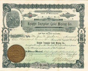 Knight Templar Gold Mining Co. - Stock Certificate