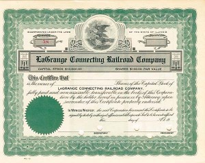 LaGrange Connecting Railroad - Stock Certificate