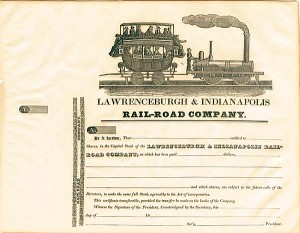Lawrenceburgh and Indianapolis Railroad Co. - Stock Certificate