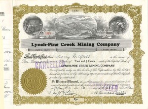 Lynch-Pine Creek Mining Co. - Stock Certificate