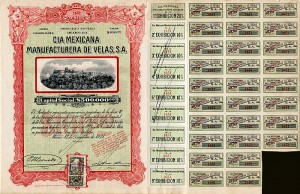 Cia Mexicana Manufacturera De Velas, S.A. - Stock Certificate