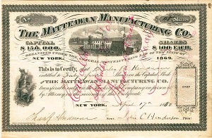 Matteawan Manufacturing Co. - Stock Certificate