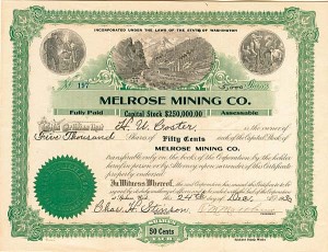 Melrose Mining Co. - Stock Certificate