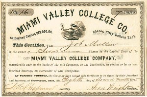 Miami Valley College Co. - Stock Certificate