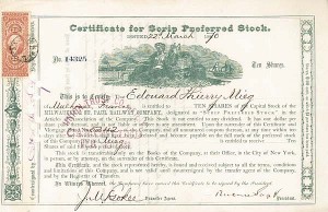 Russell Sage - Milwaukee and St. Paul Railway - Stock Certificate