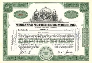 Mindanao Mother Lode Mines, Inc. - Stock Certificate