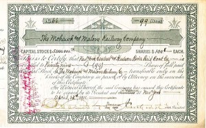 Mohawk and Ilion Horse Railroad - Stock Certificate
