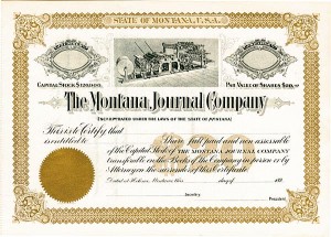 Montana Journal Co. - Stock Certificate