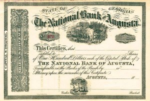 National Bank of Augusta - Stock Certificate