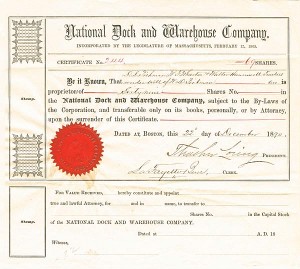 National Dock and Warehouse Co. - Stock Certificate
