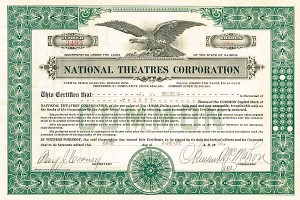 National Theatres Corporation - Stock Certificate