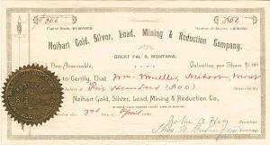 Neihart Gold, Silver, Lead, Mining and Reduction Co. - Stock Certificate