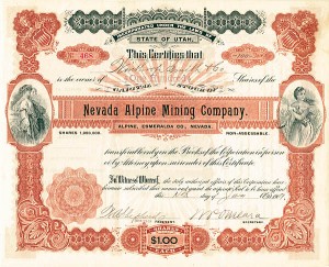 Nevada Alpine Mining Co. - Stock Certificate