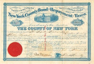 New York County Bond for the Repayment of Taxes