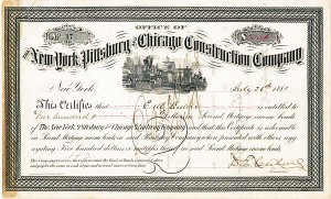 New York, Pittsburgh and Chicago (Railroad) Construction Co. - Stock Certificate