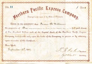 Northern Pacific Express Co. - Stock Certificate