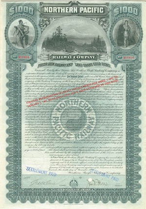 James N. Hill - Northern Pacific Railway Co. $1,000 Gold Bond signed by James Norman Hill, son of Legendary Railroad Tycoon James Jerome Hill