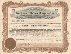Northway Motors Corporation - Stock Certificate