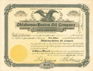 Oklahoma-Boston Oil Co - Stock Certificate