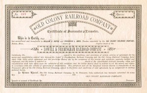 Old Colony Railroad - Stock Certificate