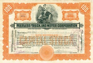 Peerless Truck and Motor Corporation - Automobile Stock Certificate