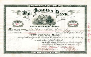 Peoples Bank of McKeesport - Stock Certificate