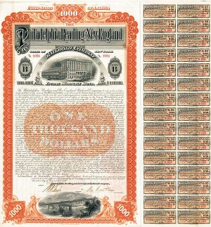 Philadelphia Reading and New England Railroad - Railway Bond (Uncanceled)