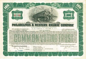 Philadelphia and Western Railway Co. - Stock Certificate