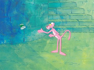 Pink Panther Throwing a Tin Can