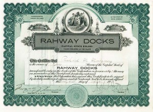 Rahway Docks - Stock Certificate