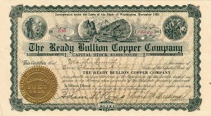 Ready Bullion Copper Co. - Stock Certificate